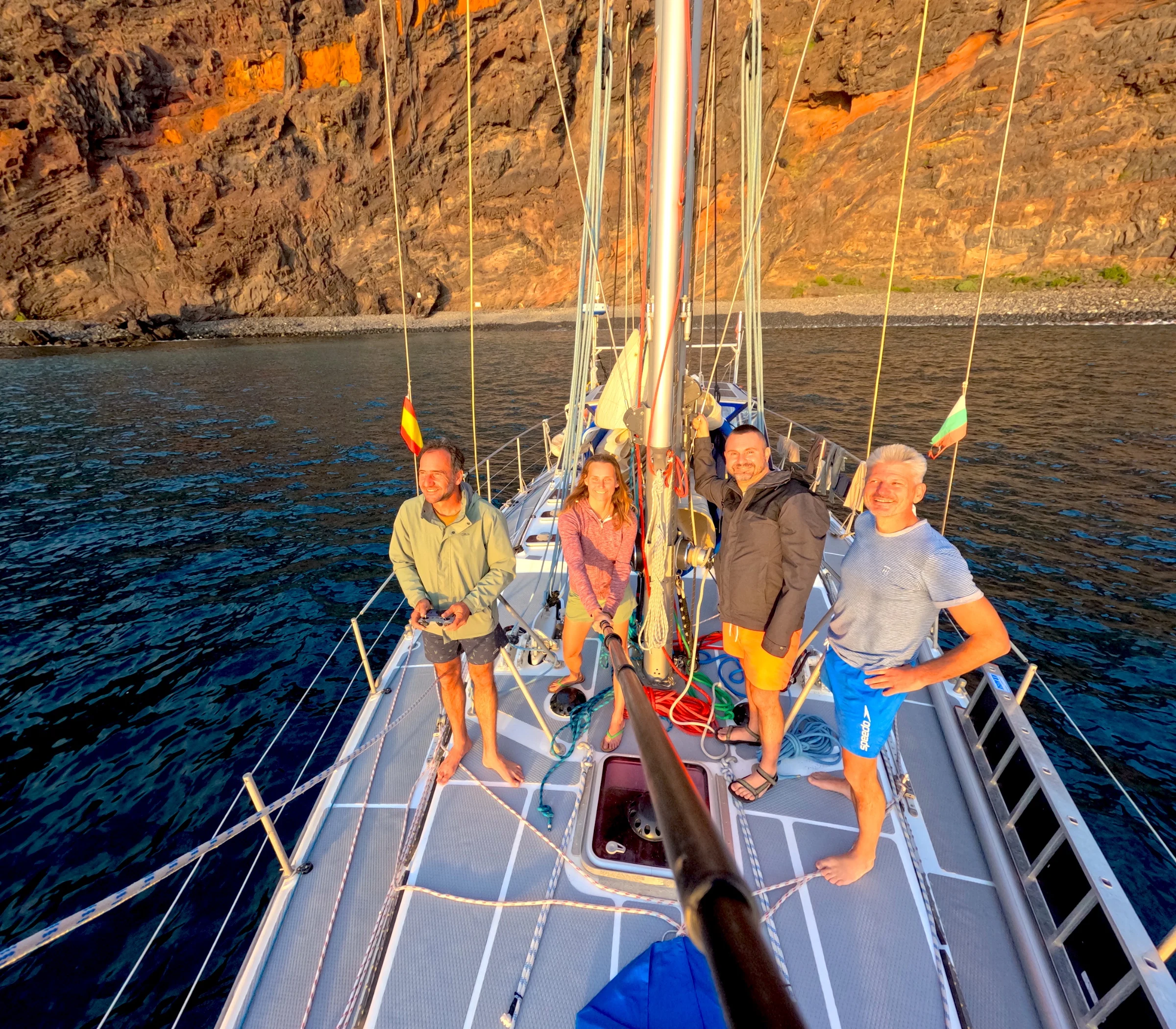 Canary Islands Crew On Deck Sunset