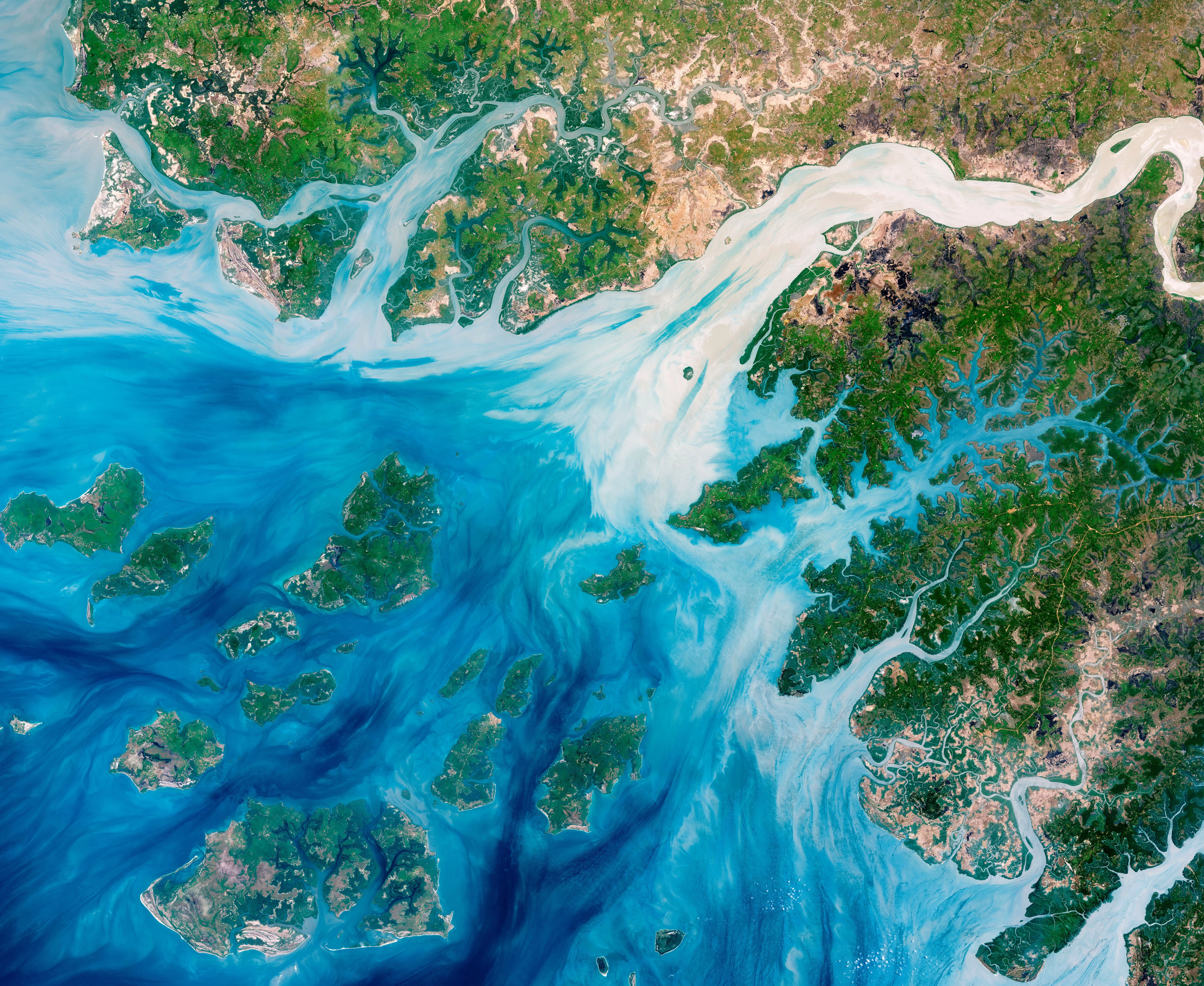 Satellite view of the Bijagós Archipelago, Guinea-Bissau